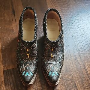 Embroidered Black Ankle Boots